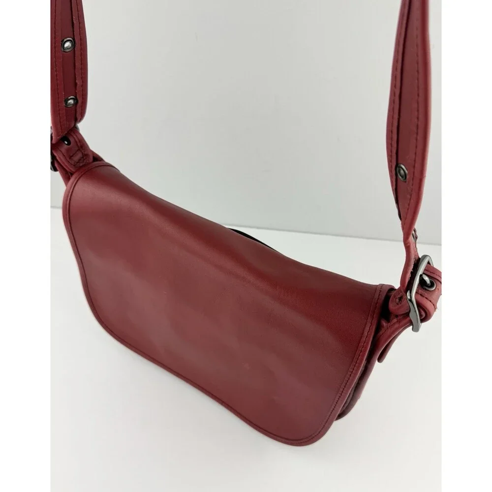 Coach 75th Anniversary 9170 Pouch Saddle Bag Dark Red Leather Flap